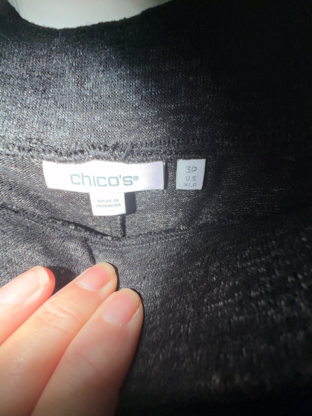 Chico’s Travelers Lounge Set | Open Hooded Cardigan + Pants | Black Shimmer Knit - Picture 4 of 7